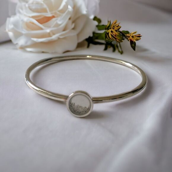 Crystal Floating Charms Locket Bracelet Bangle Silver Tone Modernist Academia. - Picture 11 of 16